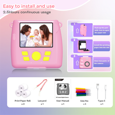 2.4 Inch Instant Print Kids Dual Camera With VideoGraphy And Photography